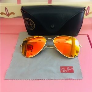 Ray ban red orange aviator.